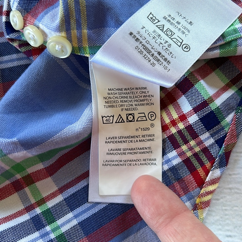 Polo Ralph Lauren Long Sleeve Button Oxford Madras Multicolor Plaid Shirt Sz M - Picture 10 of 10